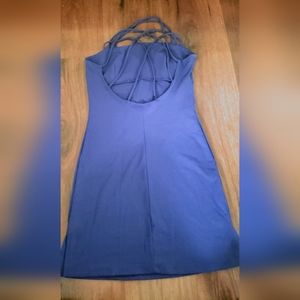 Vintage 90s Opera Criss-Cross Back Blue Dress Size Small
